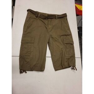 Ring of Fire Mens Cargo Shorts Size 34 Brown Cotton Casual Belted Capris Style